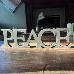 Joyland Peace glitter holiday decor sign